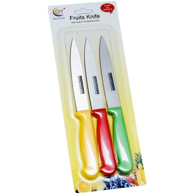 Set 3 cutite cu maner color 21 cm